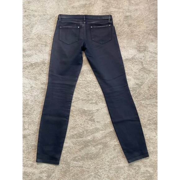 Club Monaco Dark Navy Skinny Leg Jeans Women's Size 6 Stretch Denim Faux Leather - Picture 5 of 7